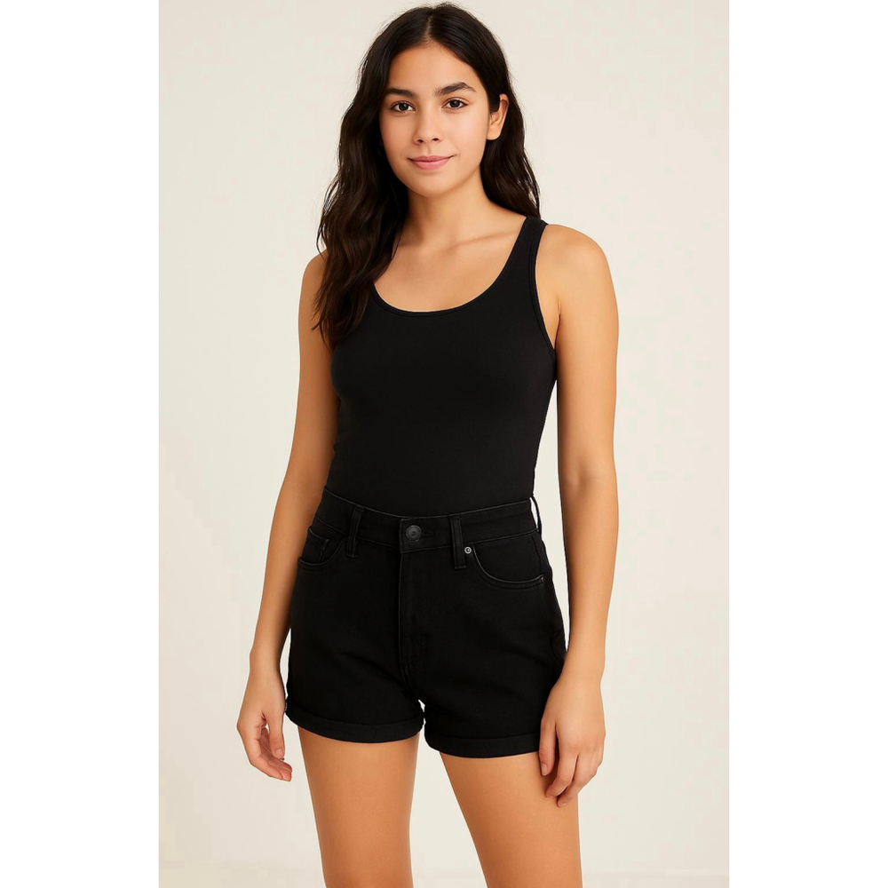 Women's Levi's Black Mid Length‎ Jean Shorts Sz 32 Y2K Basics Normcore Cool Girl